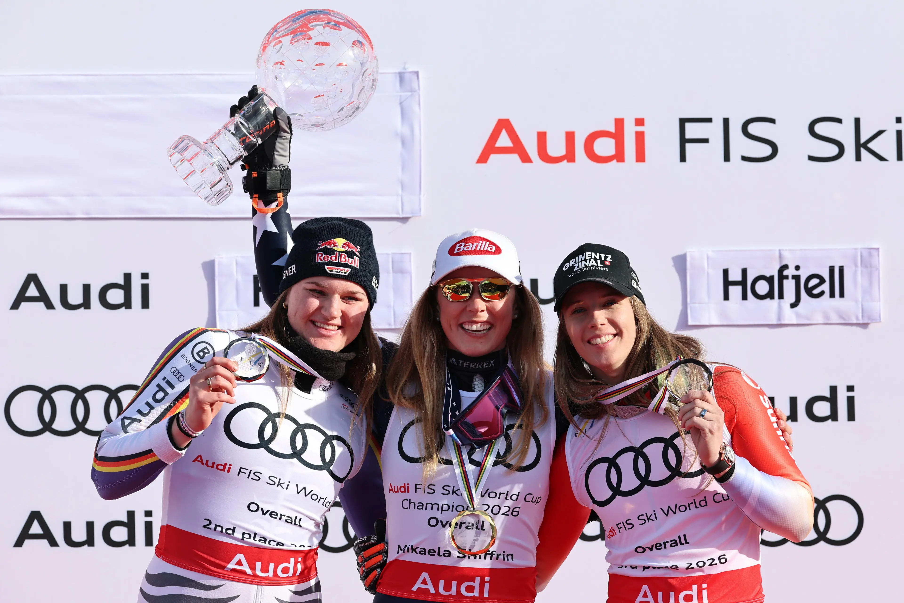 Mikaela Shiffrin, Camille Rast und Emma Aicher – drei Topfahrerinnen im Ski alpin vor der Weltcup-Saison 2026/27.